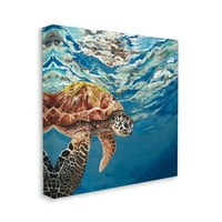 Stupell Industries morska kornjača pliva udaljena površina okeanski Vodeni talasi slika Galerija umotano