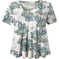 Paille Ladies Tee V izrez T-shirt Floral Print T Shirt Etno Work tunika bluza Bijela L