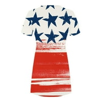 Odjeća klirens Boho haljine za žene Casual Juli 4th Patriotska kratka rukava majica haljina slatka američka