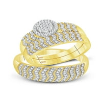 10kt žuto zlato njegov njen okrugli dijamant klaster Matching vjenčanje Set Cttw
