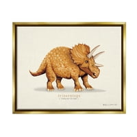 Stupell Informativni Triceratops Dinosaur Životinje I Insekti Slikarstvo Zlatni Plovak Uokviren Art Print