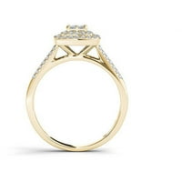 Carat TW Diamond 10kt zaručnički prsten od žutog zlata sa dvostrukim oreolom