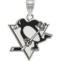 LogoArt NHL Pittsburgh Penguins srebra veliki emajl privjesak