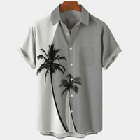 FSQJGQ muške havajske košulje s kratkim rukavima od tiskanog gumba dole Summer Beach majice za bluze Grey