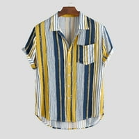 Polo majice za muške šarene pruge ljetni kratki rukavi labavi gumbi Casual Shirt bluza