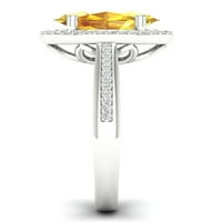 Imperial Gemstone 10k bijeli zlatni ovalni rez Citrine CT TW Diamond Halo ženski prsten