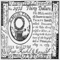 Kontinentalna novčanica, 1775. NoncongreSesl trideset novčanica od trideset dolara, 1775. Poster Print