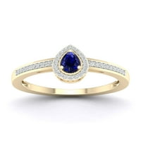 Imperial dragi kamen 10k žuto zlato kruška rezani plavi safir 1 10ct TW dijamantski Halo ženski prsten