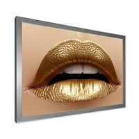 PRONAĐIŠTEN Kružnica žene papučene usne sa zlatnim ružnim ružnim modernim uramljenim umjetničkim otiskom