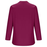 Pamučne posteljine za žene plus veličine gumb čvrstog u boji dolje V izrez kratkih rukava za majice kratkih