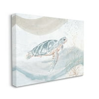 Stupell Industries plutajuća morska kornjača spokojna atmosfera okeanskog talasa slika Galerija umotana platnena štampa zidna umjetnost, dizajn Patricia Pinto