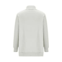 Zyekqe Womens džemper Cardigani s džepovima Otvoreni prednji dugi rukav Ribble Plint Solid Color Outwear