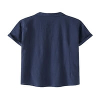 Bomotoo Men Tops kratki rukav T Shirt dugme T-shirt Casual Summer Shirts Daily Wear bluza tamnoplava l