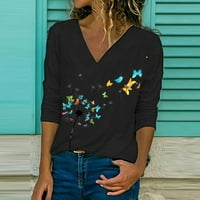 Ženske košulje jesen Moda dugi rukavi košulje Casual Dugi rukav Print V-izrez pulover Tops Shirt
