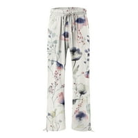 amousa hlače za žene lepršave ljetne pantalone sa širokim strukom s printom nogavica Casual hlače