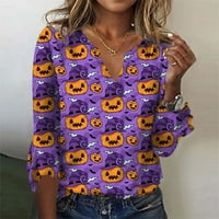 Novi dolasci Halloween bluze za žene, ženske Top labave Casual V-izrez Halloween štampane bluze Bell Sleeve