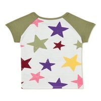 Garanimals Baby I Toddler Girls' Stars Print Raglan kratka rukava majica, veličine 12m-5T