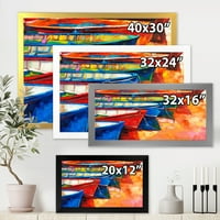 Brodovi za vrijeme zalaska Sunca u toploj boji u luci II uokvirena slika na platnu Art Print