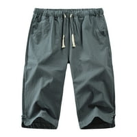 Wendunide kargo pantalone za muškarce, Casual jednostavne jednobojne pamučne i lanene lumbalne Frenum