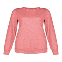 Colisha ženska majica jednobojna pulover Crew dukserica za vrat topli praznični dugi rukavi vrhovi lubenica Crvena XL