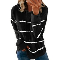 Chiccall ženske Casual Hoodie prugaste štampane dukseve duge rukave pulover pulover majice na klirensu