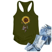 Olyvenn smanjen rukav Slim Fit Casual Tunic Tank Tops za žene ljetni trendi Camisole suncokret Print djevojke