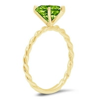 2.0 ct srce rezano zeleni prirodni Peridot 18k gravura od žutog zlata Izjava godišnjica zaruka vjenčani pasijans prsten veličine 6.25