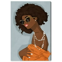 Wynwood Studio modni i Glam zidni umjetnički platneni otisci nakita' djevojka i biserna naušnica ' - narandžasta, smeđa