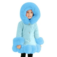 Odjeća za djevojčice zgušnjava toplo Faur kožno dugme sa kapuljačom Dugi rukav nosite zimsku odjeću za bebe