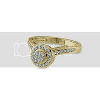 10k karat od žutog zlata okrugli rez prirodni bijeli dijamant Halo klaster Chevron zaručnički prsten za žene vjenčani rođendan veličina prstena-6