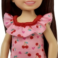 Barbie Chelsea mala lutka u haljini od trešnje sa brineta kosom i smeđem očima