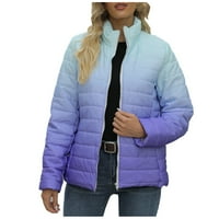 Bdfzl ženski kaput klirens ženski trendovi gradijent pamučna podstavljena jakna sa kapuljačom kratki kaput bluza ljubičasta s