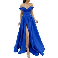 SNGXGN Plus Veličina Maxi haljina Ženska kratka rukava Ruched sandress Dužina koljena Ležerne prilike Bodycon majica Dress Blue Medium