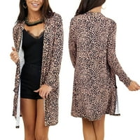 Ženski kaputi Ženski modni leopard Print bluza vrhovi pamučni dugi rukavi dugi zimski kaputi za žene