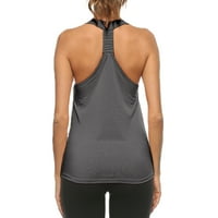 B91xZ ženske košulje Dressy Casual žene labave fit leđa Tie Tank Tops fitnes teretana odjeća za trčanje Crop Yoga Top siva, XL