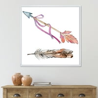 Designart 'Pink Bird Feather From Wing on Arrow' boemski i eklektični uramljeni platneni zidni umjetnički