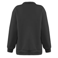 Žene plus veličina klirens žene dugi rukavi Casual Printing V-izrez labavi pulover Duks tunika Crni