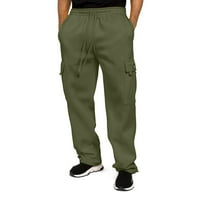 Muške konopce za labavljenje struka jednobojne džepne pantalone labave sportske pantalone Fr pantalone za muškarce godine