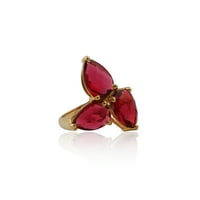 Pink Fuchsia Gemstone prsten, tri kamenog prstena, pozlaćeni prsten za žene, rođendanski poklon