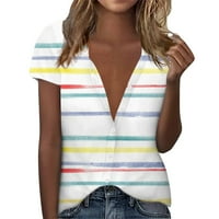 Ženski vrhovi V-izrez ženska bluza modni grafički printovi majice kratki rukav ljetna tunika Tee žuta