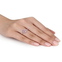 Karat T. G. W. Morganit i karat T. W. dijamant 14kt prsten sa dvostrukim oreolom od ružičastog zlata