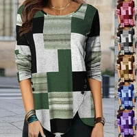 Ženska modna casual okrugla vrata pulover Ležerne prilike za geometrijsko blokiranje boja Tors dugih rukava