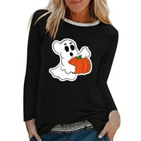 Dasayo ženske slatke ghost bundeve bluze za ispis padaju lagane vrhove plus veličine dugih rukava Halloween puloveri