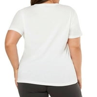 Ženska casual ravnica plus majice okrugla vrat bijela 4xl
