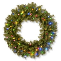 Nacionalna stabla Prethodno umjetno božićno vijenac, zelena, nirowood jela, višebojna svjetla, božićna