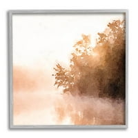 Stupell Industries nadvisuje drveće obasjano suncem pogled na jezero slika siva uokvirena Umjetnost Print