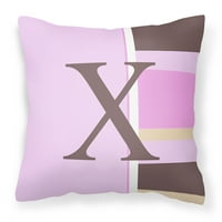 Carolines blaga CJ1005-XPW Početni monogram - ružičaste pruge Dekorativni platneni jastuk od tkanine, 14HX14W