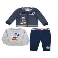 Mickey Mouse Varsity jakna, majica s dugim rukavima i traperice, set outfit