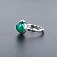 Toyella Green Agate Gemstone prsten ženski jednostavan umetnuti prirodni kamen zeleni ahate veličine 8