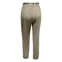 Vivianyo HD ljetne hlače za žene modne žene ljetne casual labave pamučne i posteljine džepove čvrste pantalone
